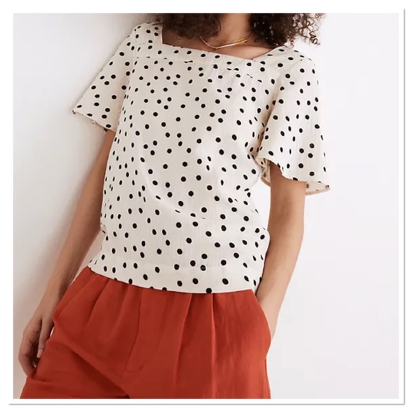 Madewell Tops - Madewell Lightspun Harlow Square Neck Top In Dot Toss Women’s Size Medium